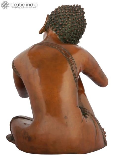 13" Thinking Buddha Brass Statue | Handmade Brass Figurine | Made in India