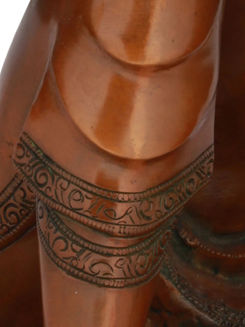 13" Thinking Buddha Brass Statue | Handmade Brass Figurine | Made in India