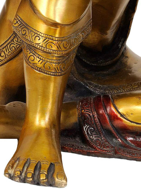 13" Thinking Buddha Brass Statue | Handmade Brass Figurine | Made in India