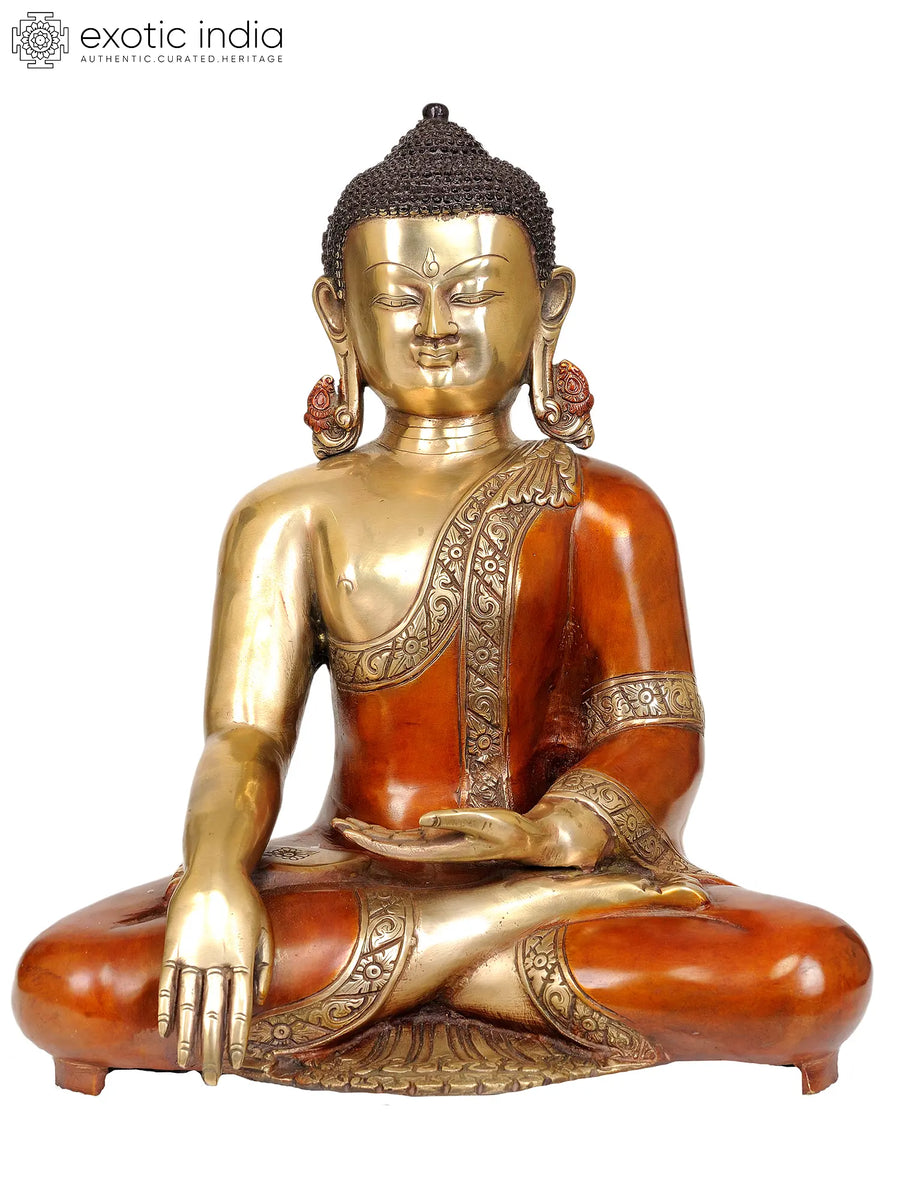 14" Lord Buddha Mara Vijay Mudra Handmade Brass Statue
