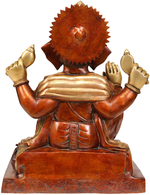 16" Lord Ganesha Granting Abhaya In Brass | Handmade | Made In India