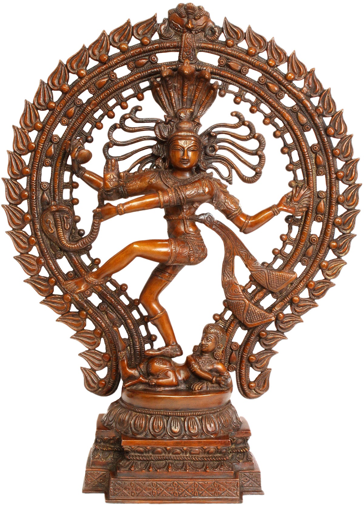 22" Handmade Lord Shiva Nataraja Brass Statue Brown Finish