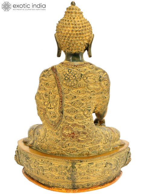 17" Lord Buddha in Bhumisparsha Mudra In Brass | Handmade | Made In India