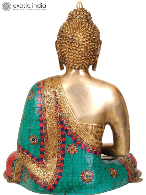 23" Lord Buddha (Inlay Statue) In Brass | Handmade | Made In India