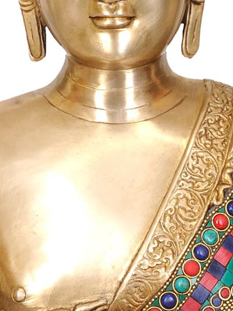 23" Lord Buddha (Inlay Statue) In Brass | Handmade | Made In India