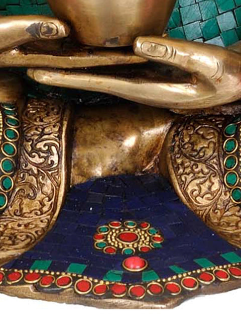23" Lord Buddha (Inlay Statue) In Brass | Handmade | Made In India