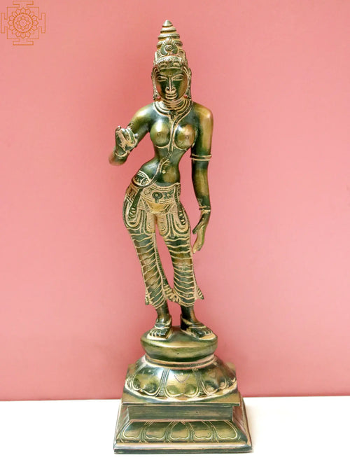 12" Devi Parvati Handmade Brass Statue for Pooja