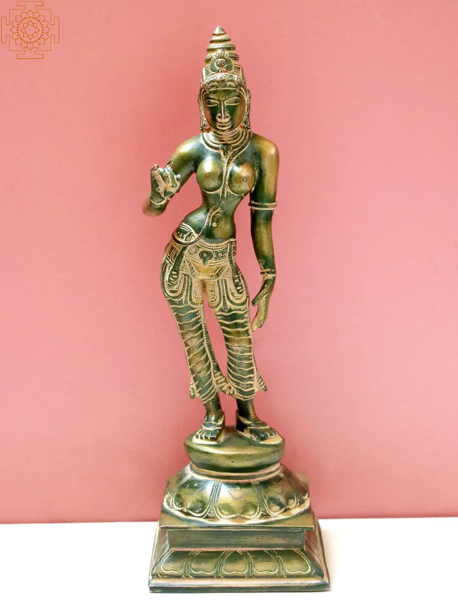 12" Devi Parvati Handmade Brass Statue for Pooja