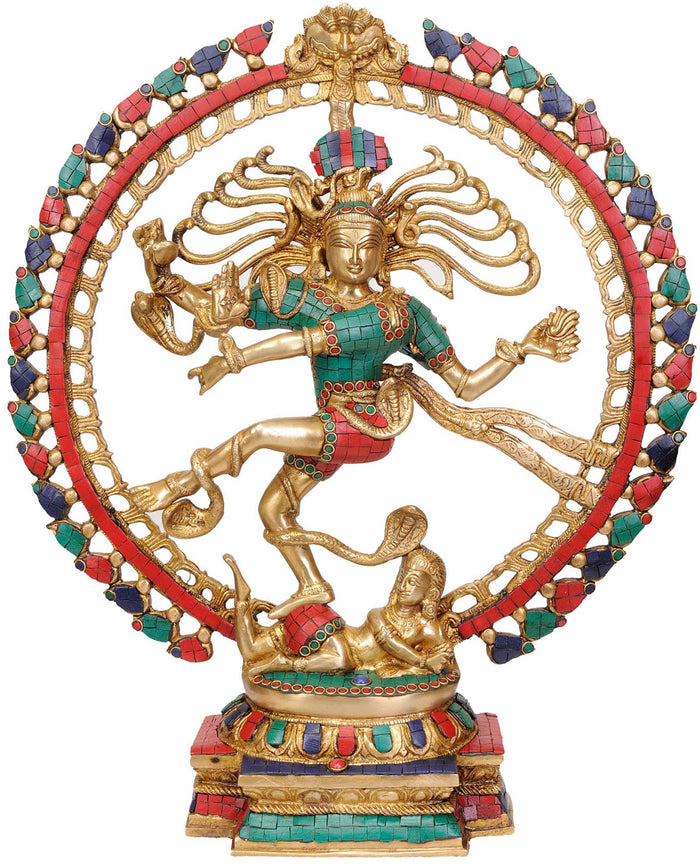 20" Brass Nataraja Inlay Statue Handmade