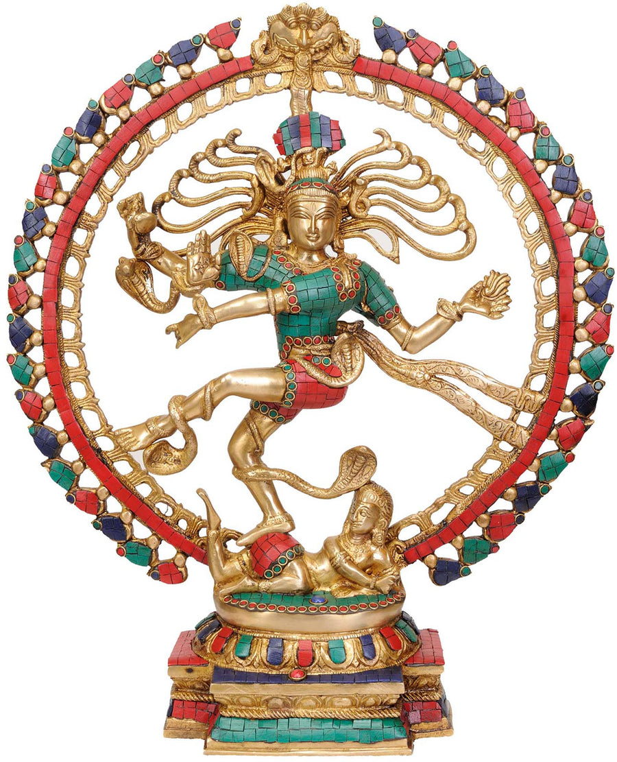 20" Brass Nataraja Inlay Statue Handmade