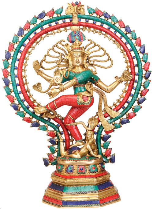 30" Handmade Nataraja Brass Inlay Statue
