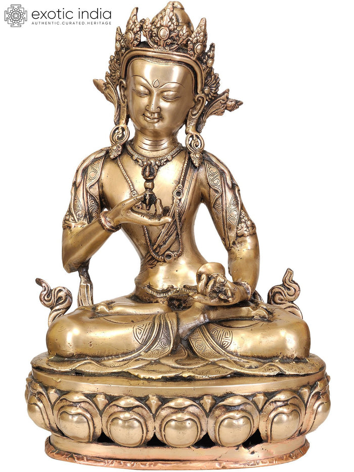 15" Handmade Vajrasattva Brass Statue - Tibetan Buddhist Deity