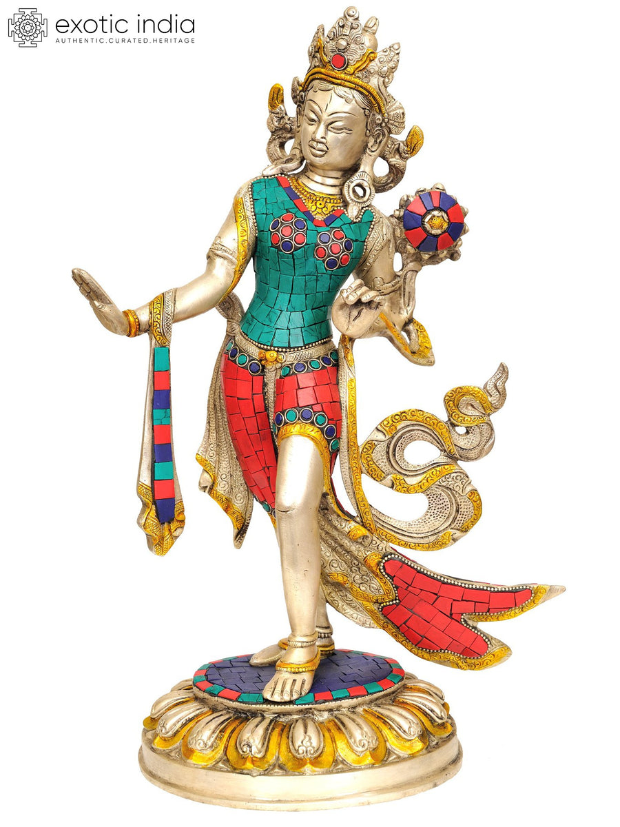 15" Standing Tara Tibetan Buddhist Brass Statue Handmade