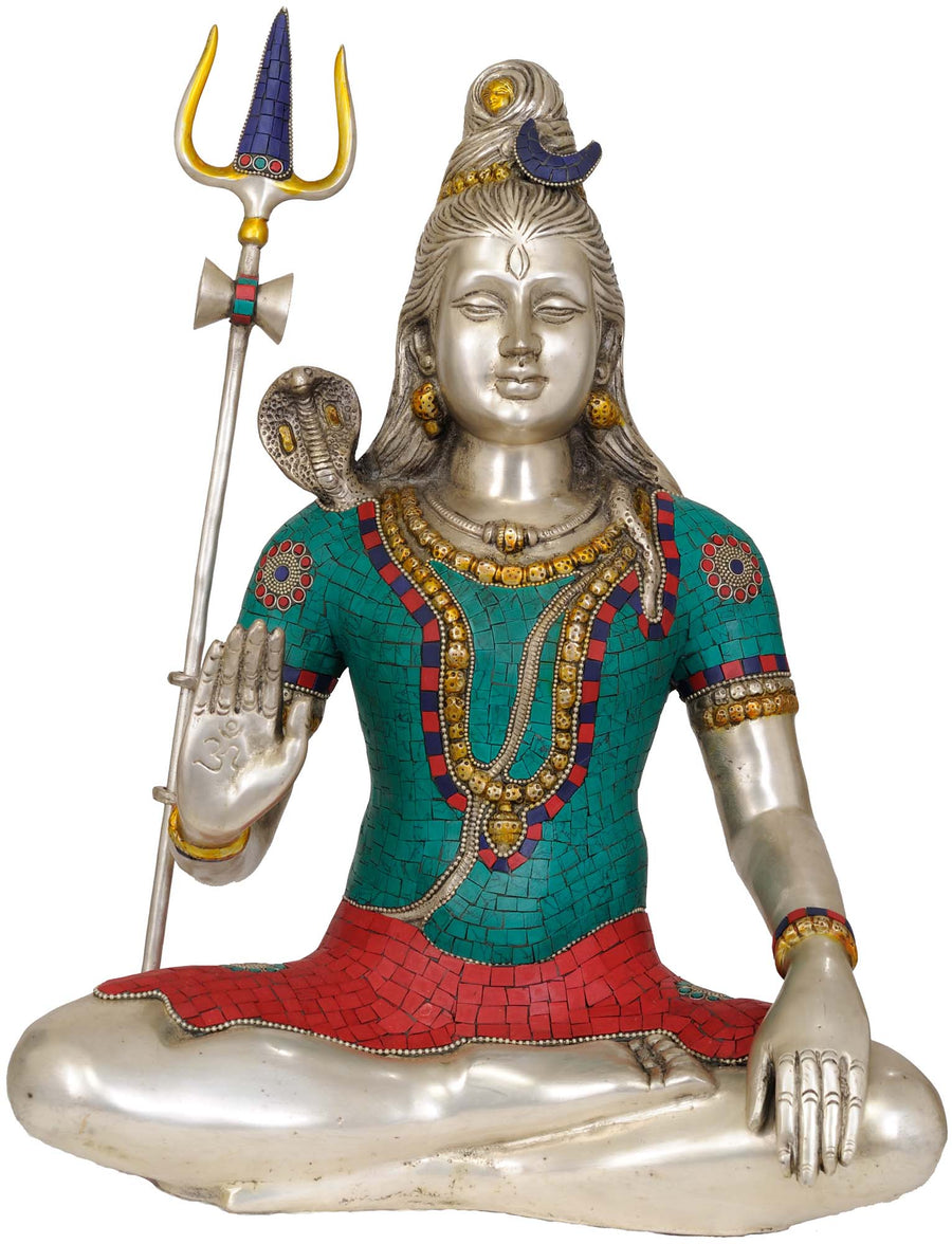 20" Mahayogi Shiva Brass Statue Handmade
