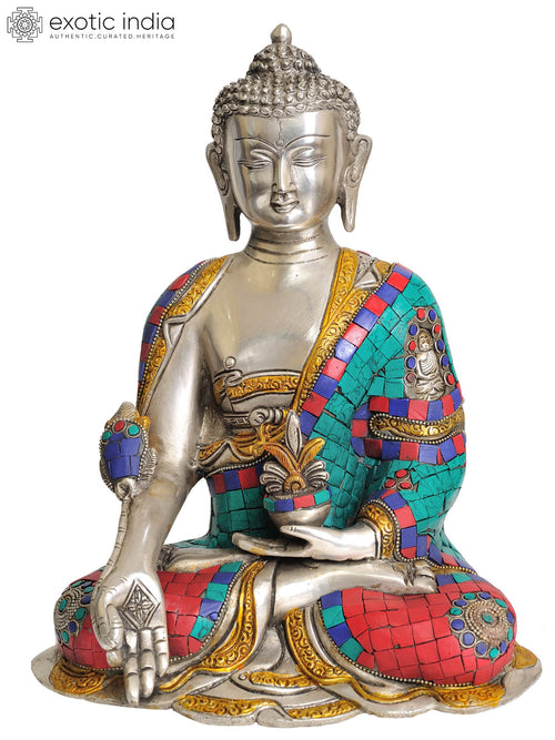 12" Medicine Buddha Bhaishajyaguru Brass Statue Handmade