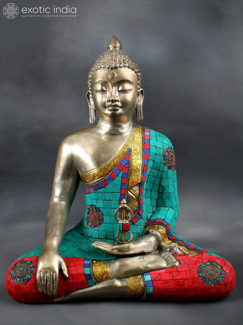 14" Lord Buddha with Dorje In Brass | Handmade | Made In India