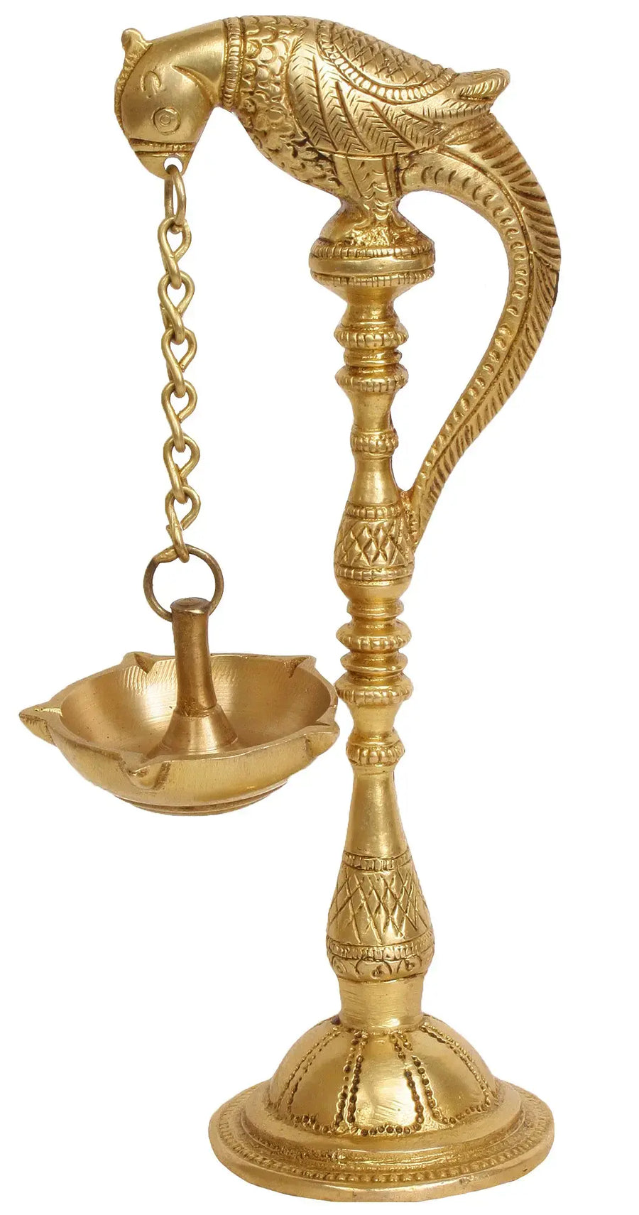 7" Handmade Brass Parrot Five-Wick Hanging Lamp with Stand