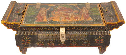 Brass Ganesha and Riddhi Siddhi Box Sculpture