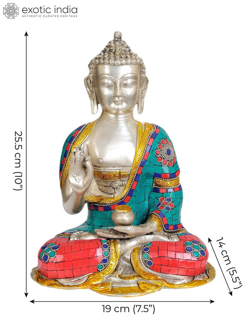 10" Brass Shakyamuni Buddha Statue Preaching His Dharma | Handmade | Made in India