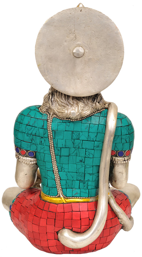 11" Blessing Hanuman Brass Idol | Handmade Brass Sculpture