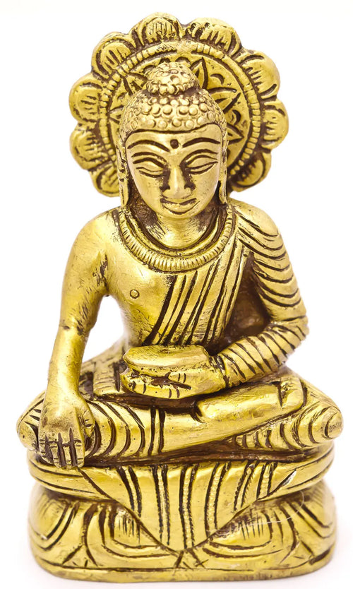 3" Buddha Brass Idol Handmade Home Decor Sculpture