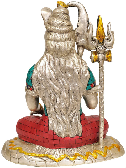10" Lord Shiva Seated on Lion Skin | Handmade Brass Statue