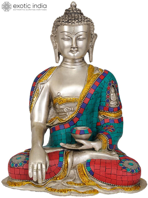 11" Lord Buddha Bhumisparsha Mudra Brass Statue Handmade