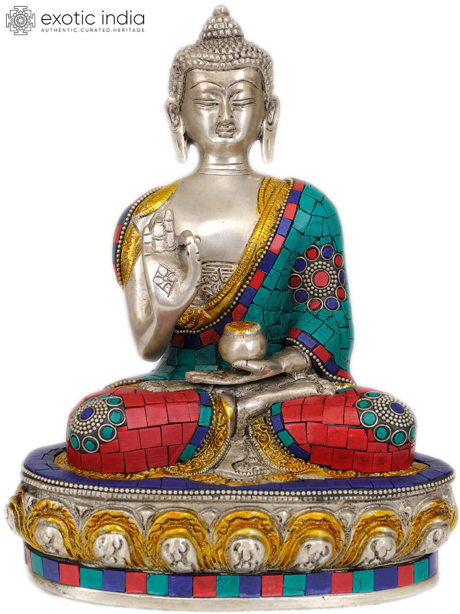 9" Lord Buddha Brass Statue Handmade Home Decor