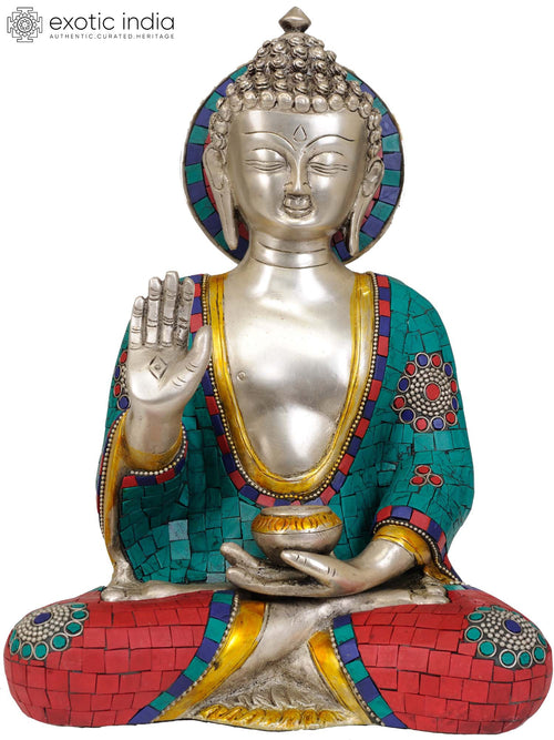 12" Gautama Buddha Abhaya Mudra Handmade Brass Statue