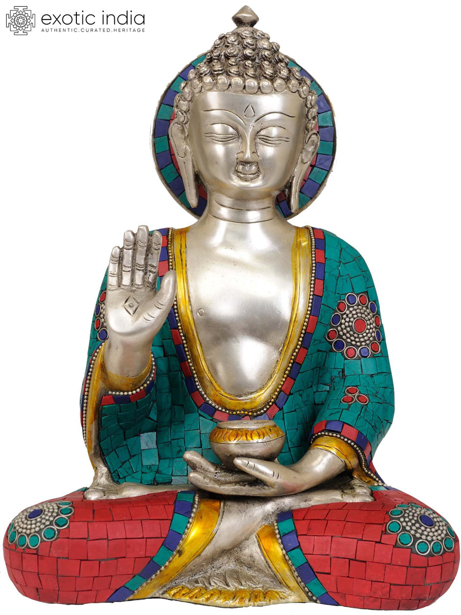 12" Gautama Buddha Abhaya Mudra Handmade Brass Statue
