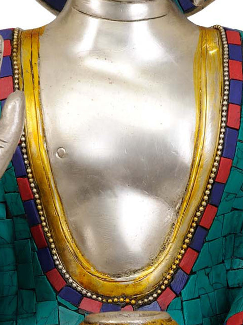 12" Gautama Buddha in Abhaya Mudra (Gesture of Fearlessness) In Brass | Handmade | Made In India