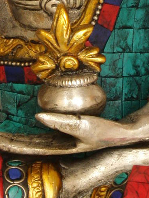 10" Tibetan Buddhist God Bhaishajyaguru (The Medicine Buddha) In Brass | Handmade | Made In India