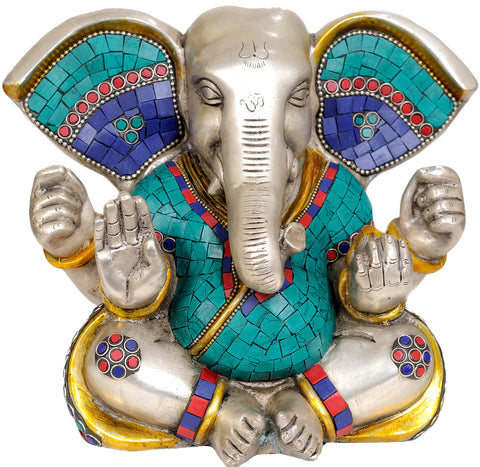 9" Brass Lord Ganesha Statue with Large Ears | Handmade | Made in India