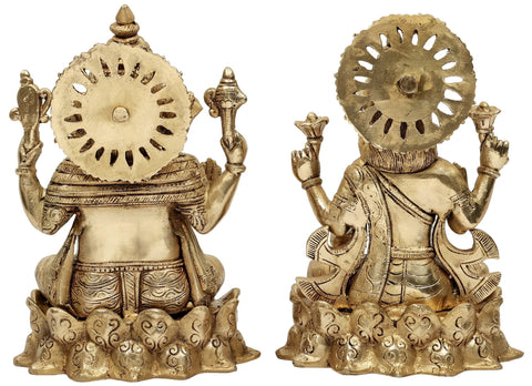 9" Lakshmi Ji Ganesha Ji In Brass | Handmade | Made In India