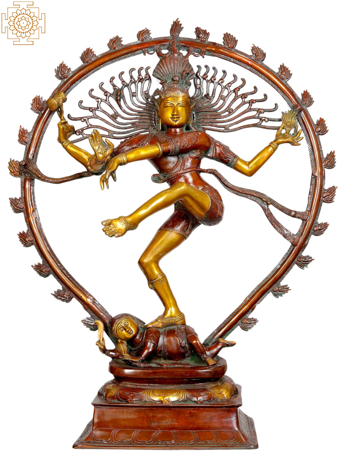 36" Large Size Nataraja in Brown and Golden Hues In Brass