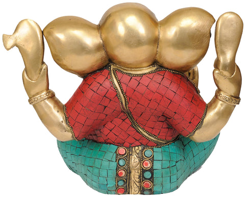 10" Brass Lord Ganesha Statue with Trident Mark on Forehead | Handmade | Made in India