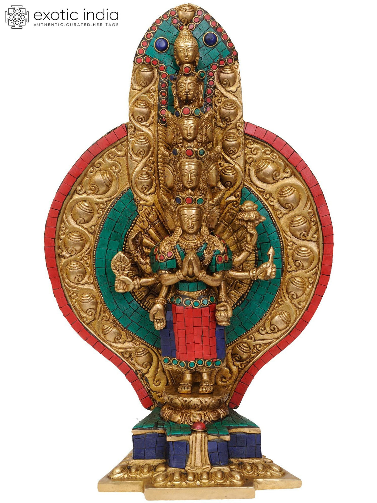 15" Eleven Headed Thousand Armed Avalokiteshvara Brass Statue