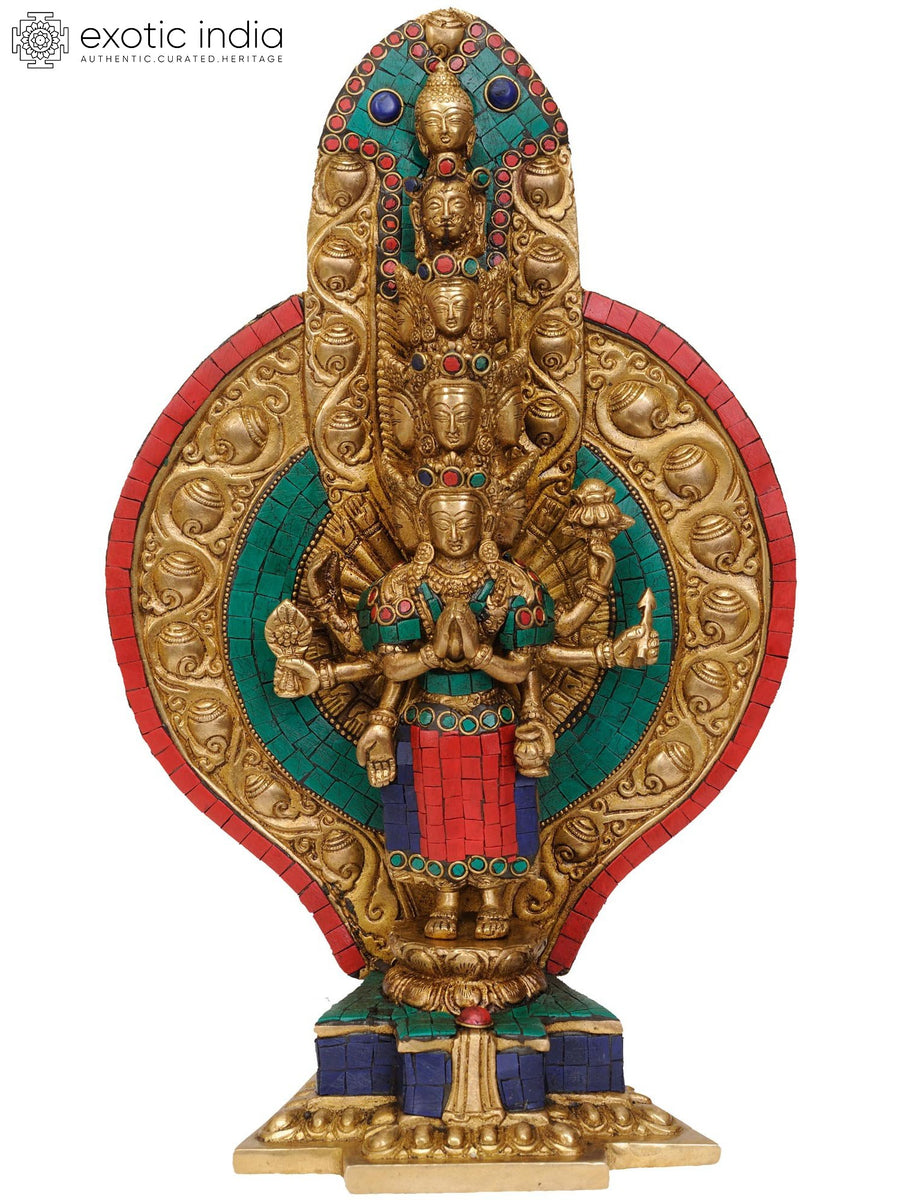 15" Eleven Headed Thousand Armed Avalokiteshvara Brass Statue