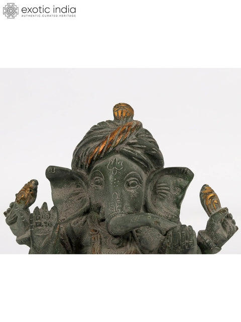 6" Turbaned Ganesha In Brass | Handmade | Made In India