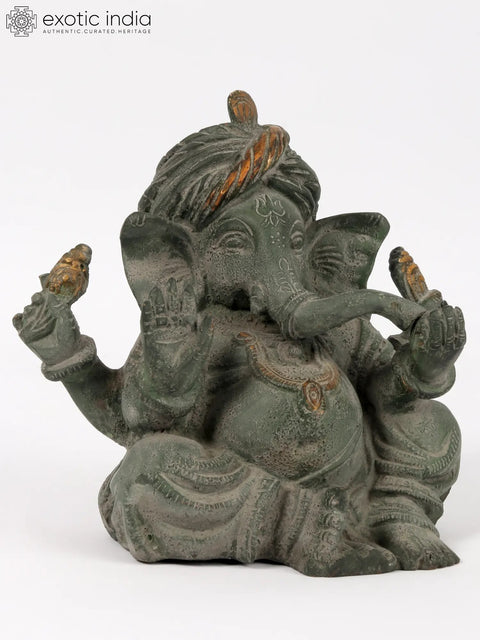 6" Turbaned Ganesha In Brass | Handmade | Made In India