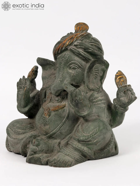 6" Turbaned Ganesha In Brass | Handmade | Made In India