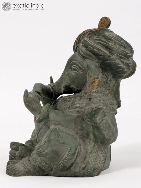 6" Turbaned Ganesha In Brass | Handmade | Made In India