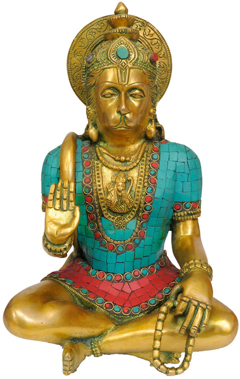11" Lord Hanuman Brass Idol | Handmade Brass Statue | Made in India