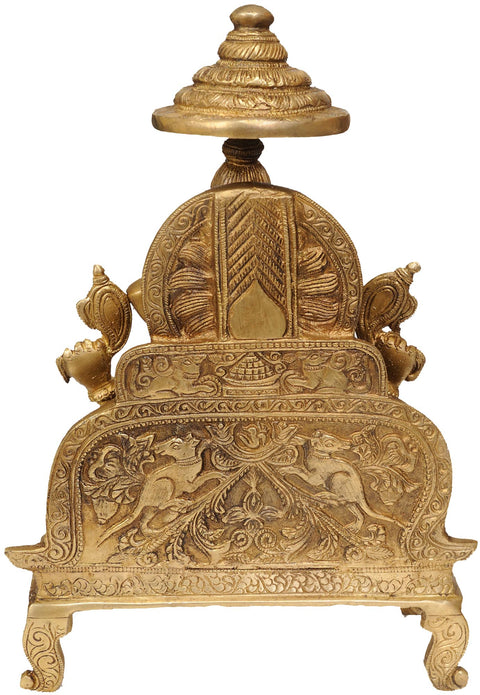 12” Enthroned Ganesha Sculpture in Brass | Handmade | Made in India