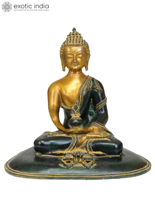 11" Handmade Lord Buddha with Dorje Brass Statue