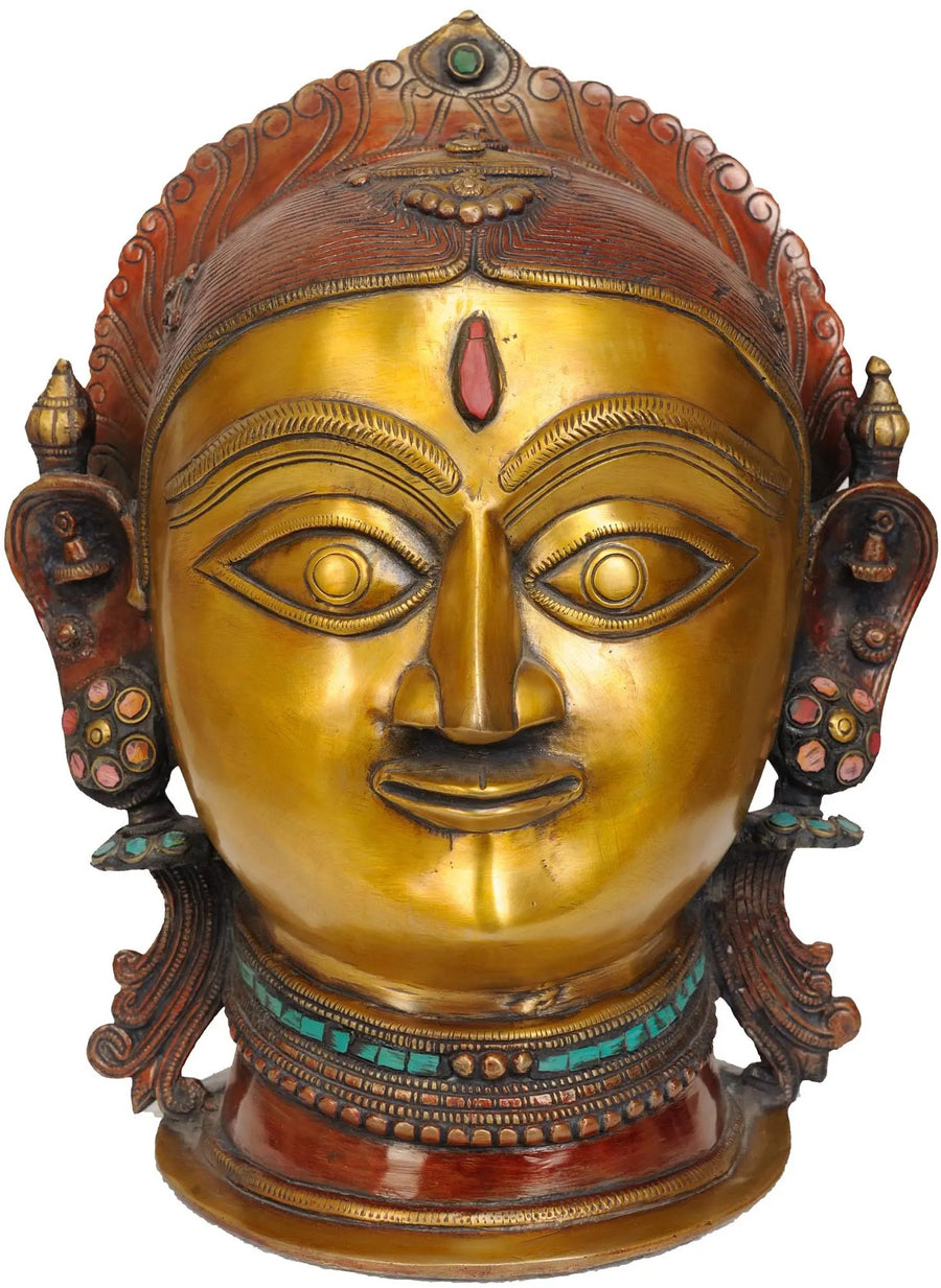 12" Goddess Parvati Uma Head Brass Statue Handmade