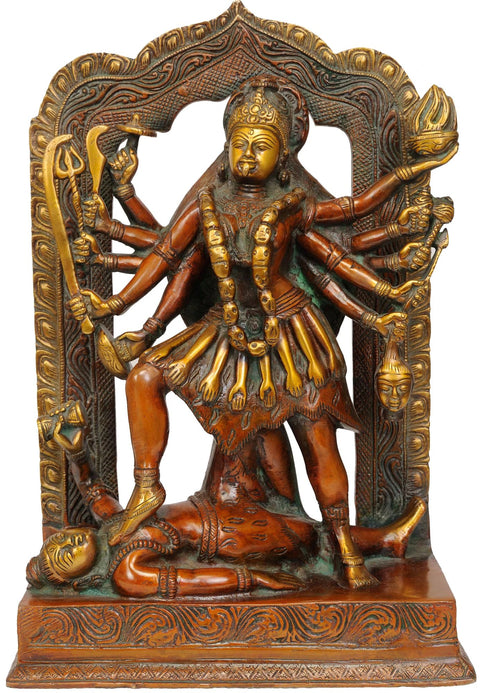 11" Mother Goddess Kali In Brass | Handmade | Made In India