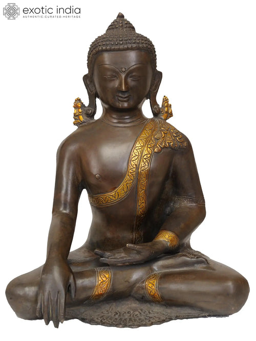 12" Buddha in Bhumisparsha Mudra Brass Statue Handmade