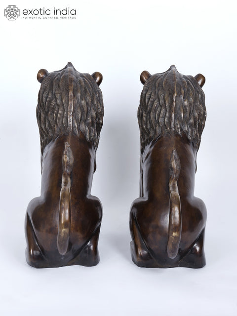 Pair of Lions Showpiece in Brass