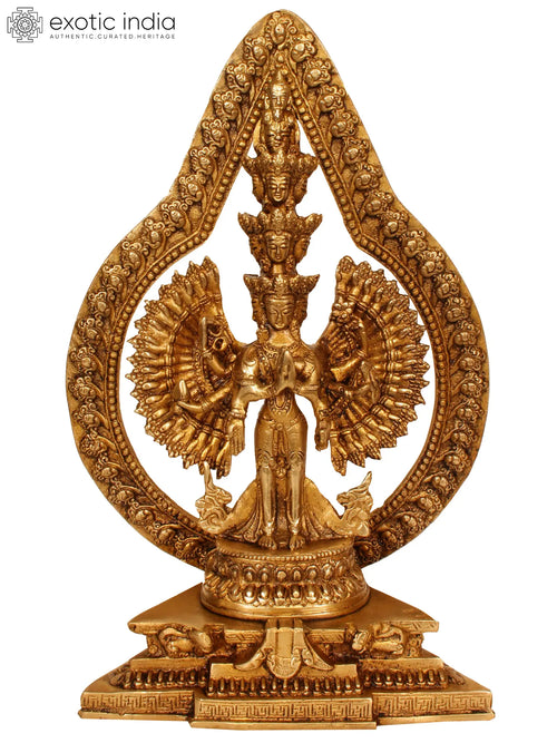 10" Avalokiteshvara Tibetan Buddhist Brass Statue Handmade
